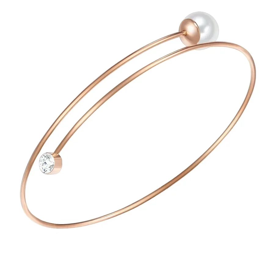 Lulu & Jane Perlen-Armband Messing Glaskristall Muschelkernperle in Silber Armbänder & Armreife 1 ct Damen