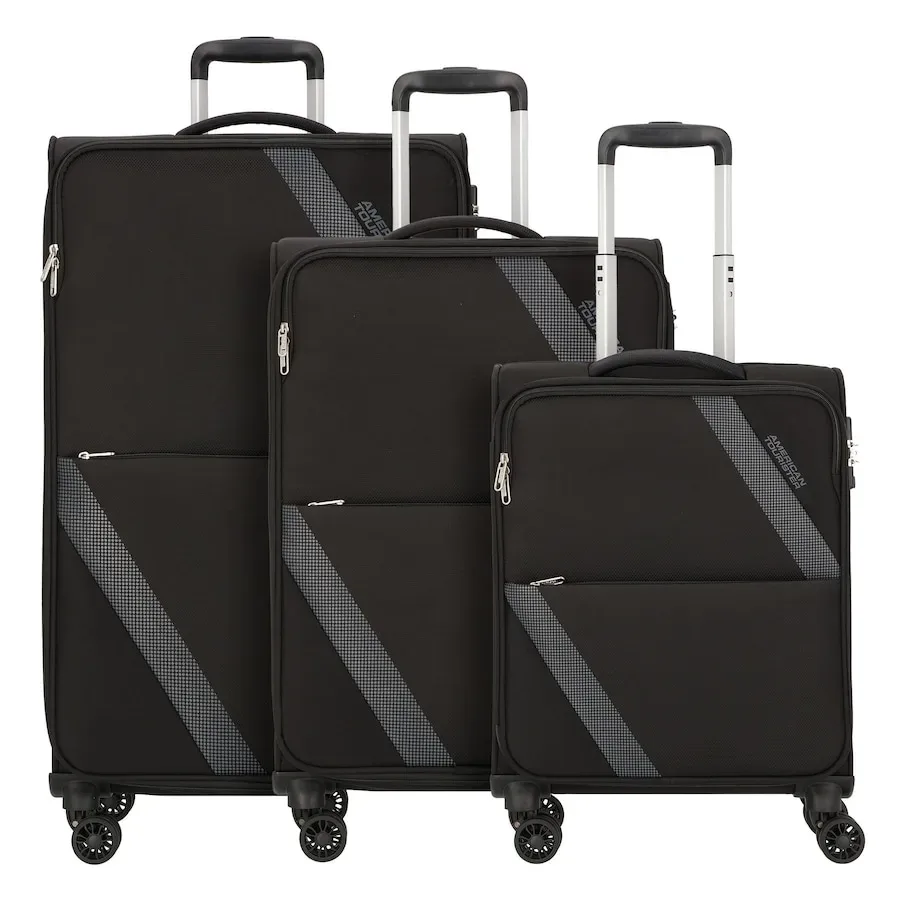 American Tourister Star Max 4 Rollen Kofferset 3-teilig mit Dehnfalte Reisetaschen 1 ct Schwarz Herren