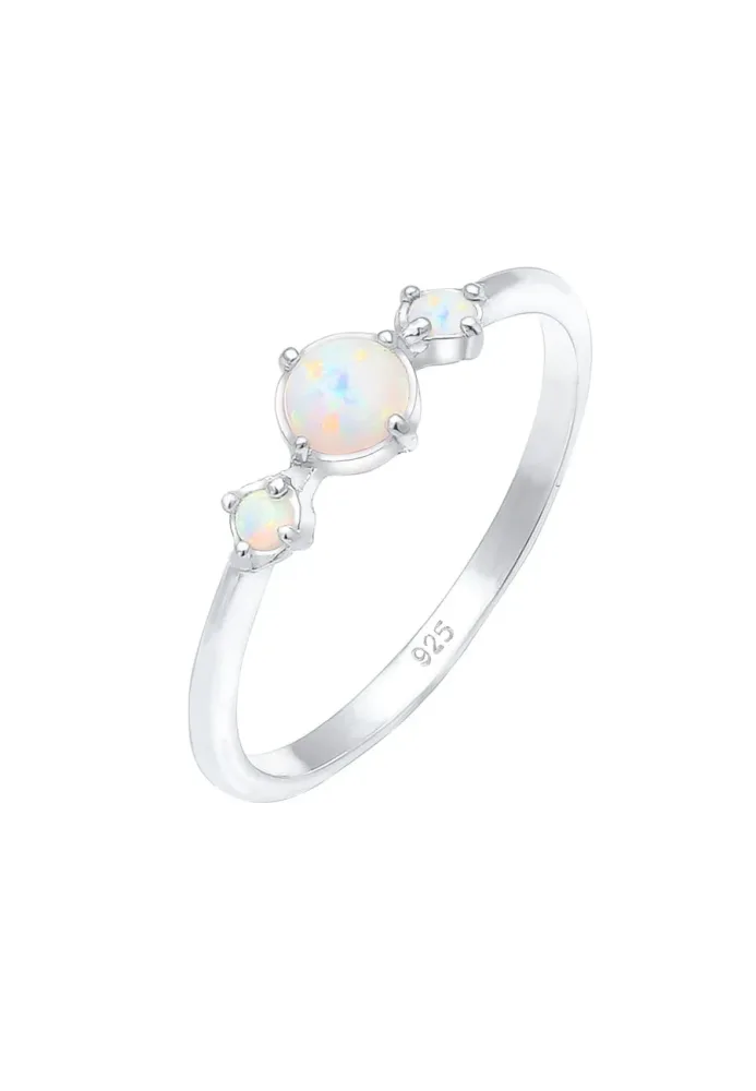 Elli Trend Bandring Trio Geo Vintage Opale 925 Silber Ringe 1 ct Damen