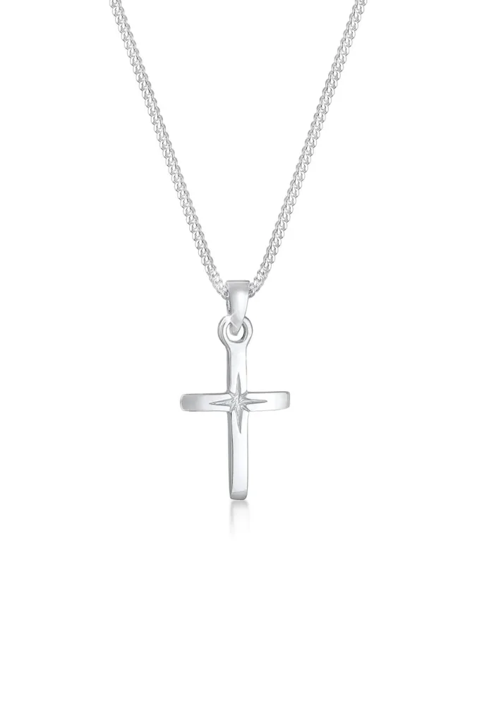 Elli Kreuz Symbol Anhänger Religion 925 Sterling Silber Ketten 1 ct Damen
