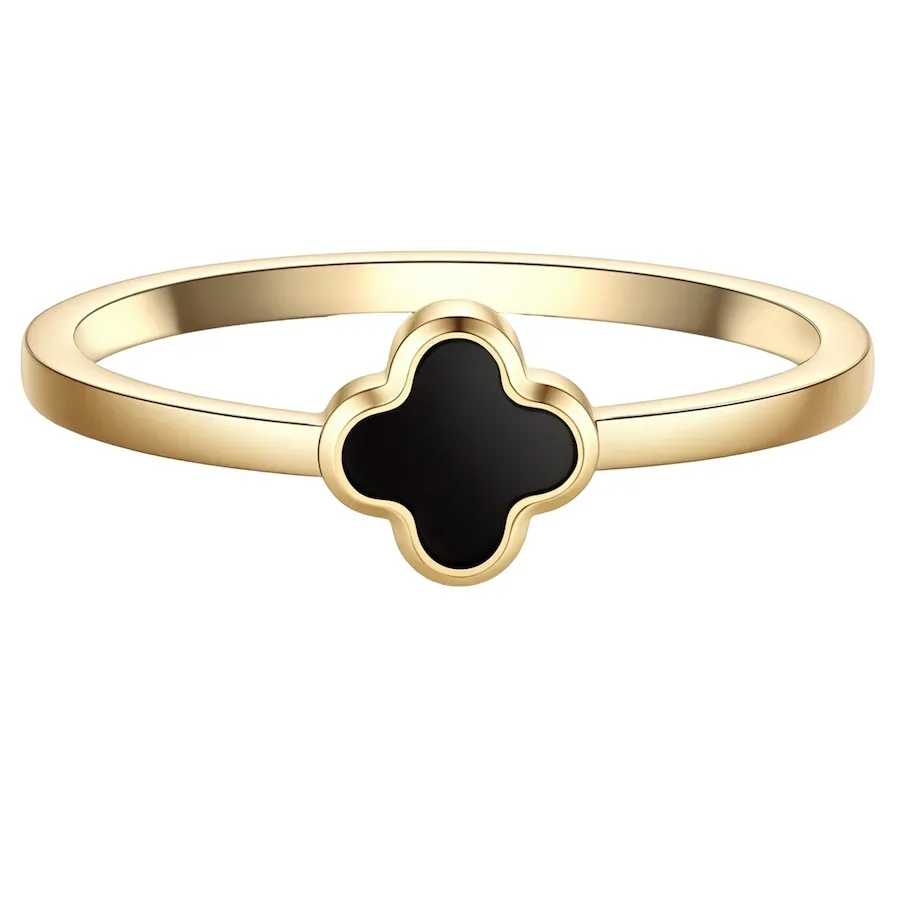 Glanzstücke München Ring Kleeblatt aus Edelstahl in gelbgold mit Achat Ringe 1 ct Damen