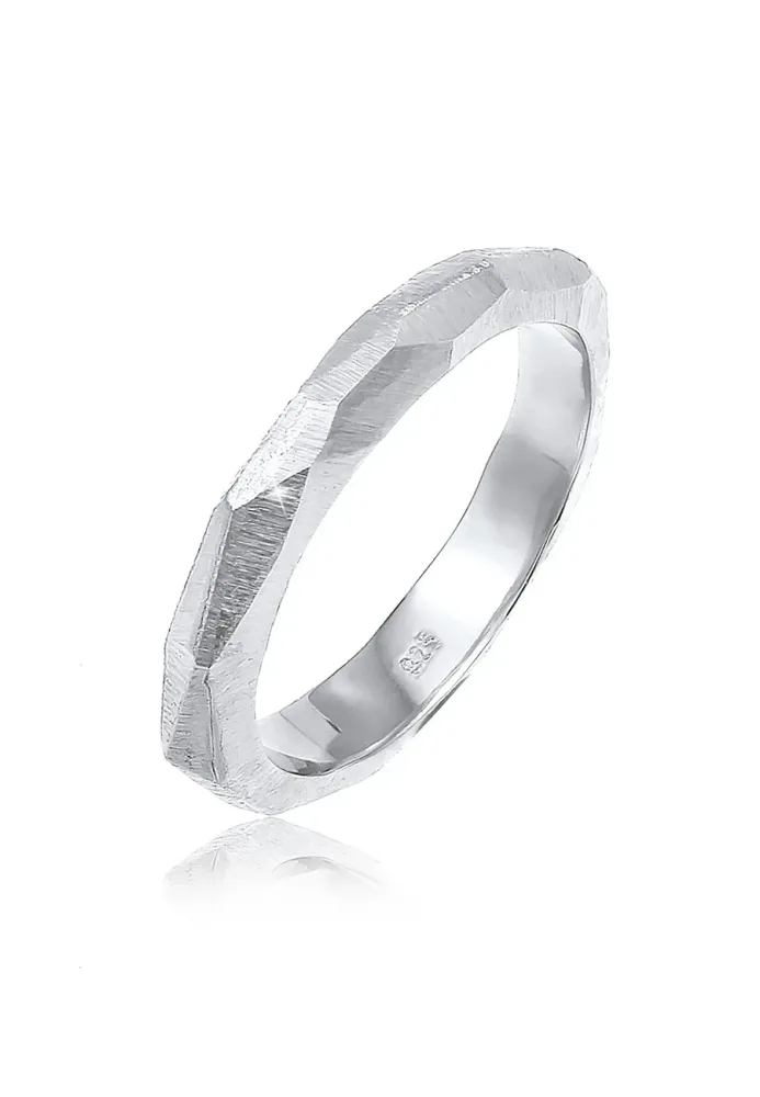 Elli PREMIUM Paarring Trauring Hochzeit Brushed 925 Silber Ringe 1 ct Damen