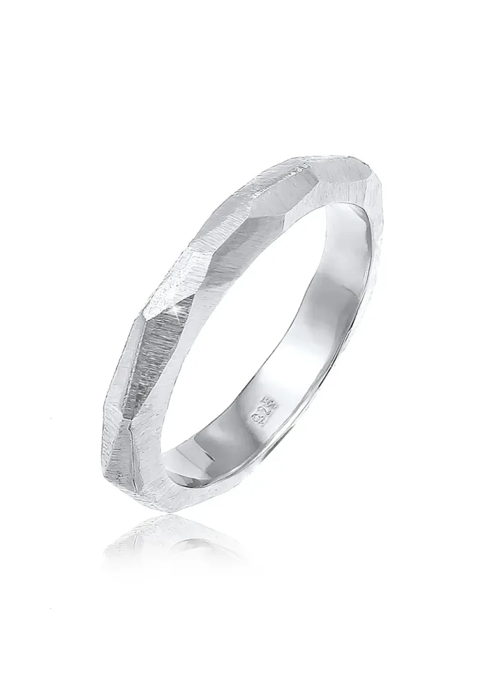 Elli PREMIUM Paarring Trauring Hochzeit Brushed 925 Silber Ringe 1 ct Damen