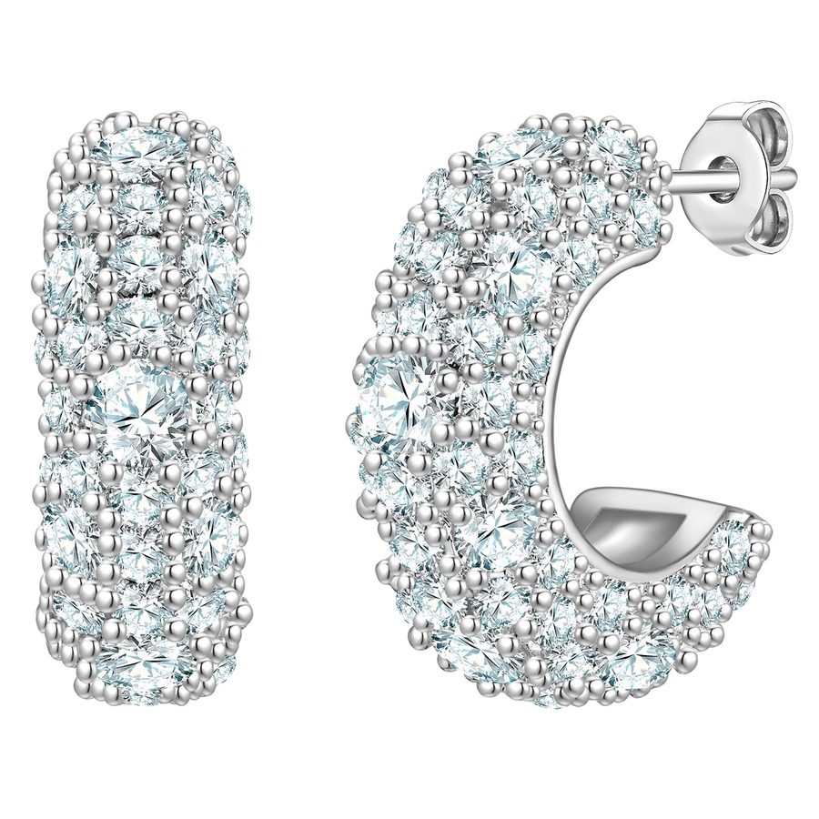 Yokoamii Creolen aus Messing in silber mit Zirkonia Ohrringe 1 ct Damen