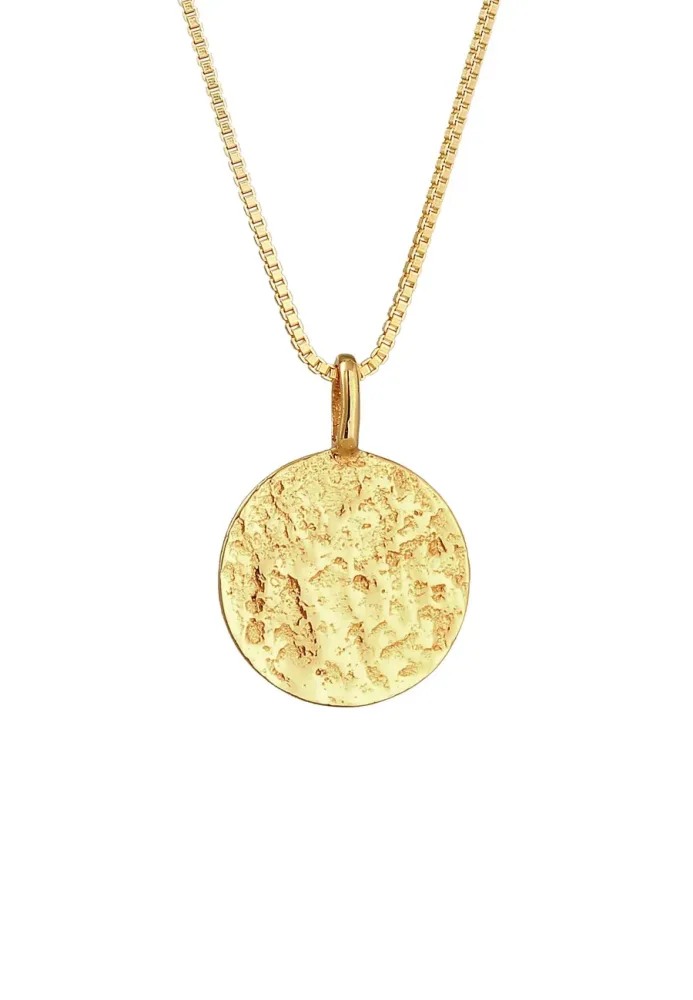 Kuzzoi - Halskette  Basic Coin Plättchen Gehämmert, 55 CM, Gold
