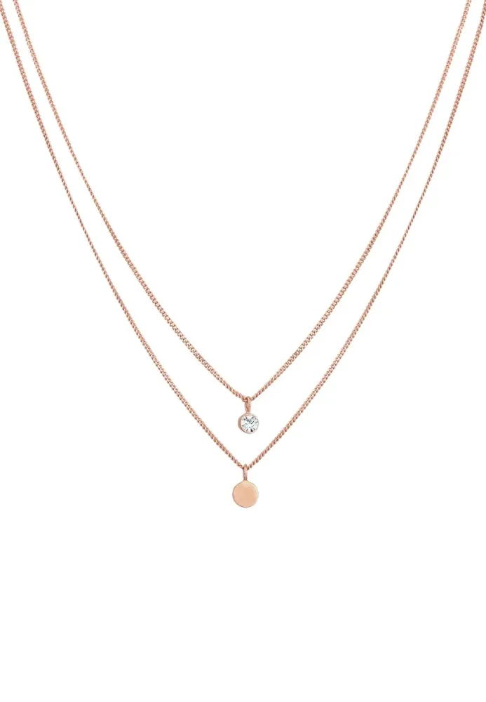 Elli Layer Plättchen mit Kristallen von Swarovski®925 Silber Ketten 1 ct Damen