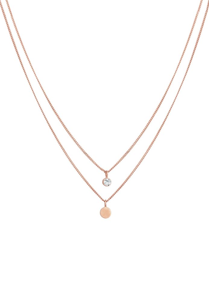 Elli Layer Plättchen mit Kristallen von Swarovski®925 Silber Ketten 1 ct Damen