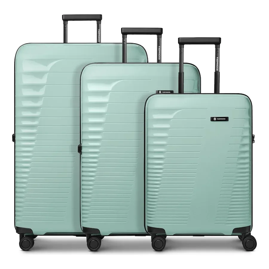 Farmhood Eco Edition 4 Rollen Kofferset 3-teilig mit Dehnfalte Reisetaschen 1 ct Grün Herren