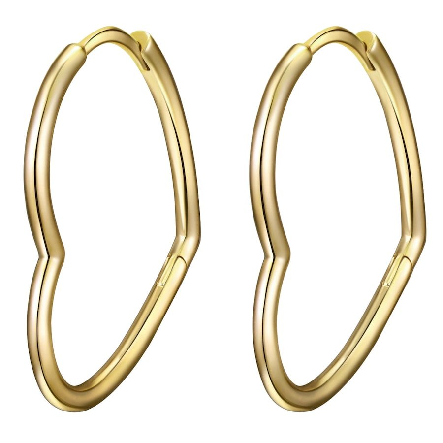 Lulu & Jane Creolen Herz aus Messing in Gelbgold Ohrringe 1 ct Damen