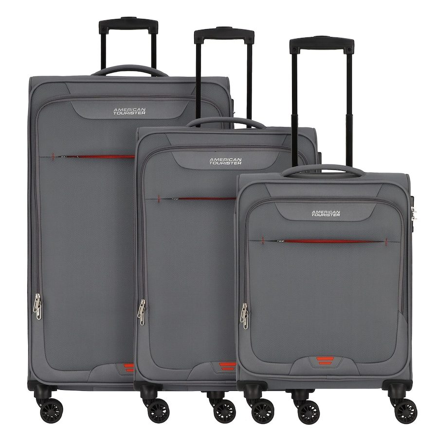 American Tourister Street Roll 4 Rollen Kofferset 3-teilig mit Dehnfalte Reisetaschen 1 ct Grau Herren