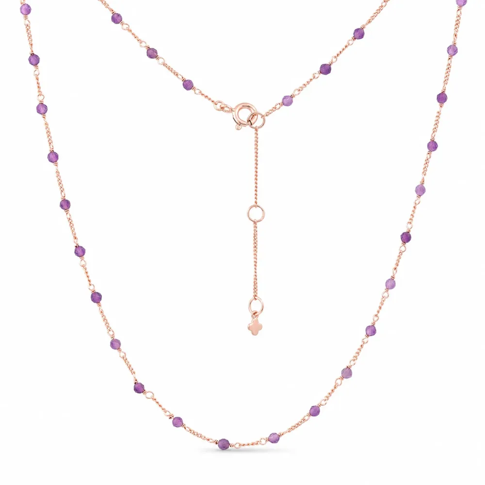 Maja Emulto Halskette - Amethyst facettiert 925 Silber vergoldet lila - MEN-4128-AB