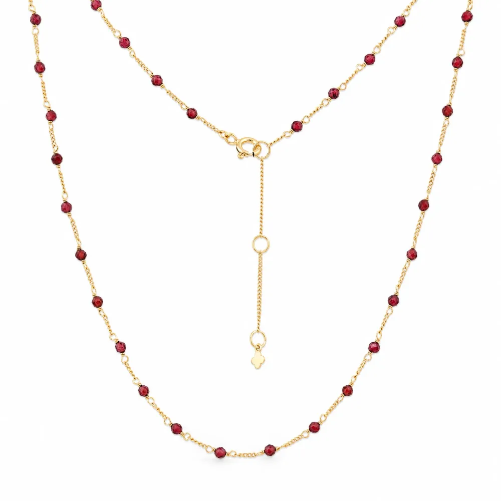 Maja Emulto Halskette - Garnet facettiert rot vergoldet - MEN-4128-G