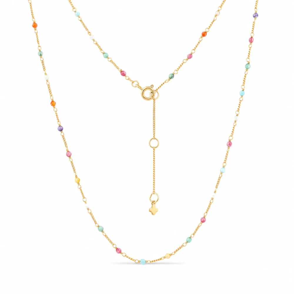 Maja Emulto Halskette - bunt facettiert Zirkonia vergoldet - MEN-4128-MULTI CZ