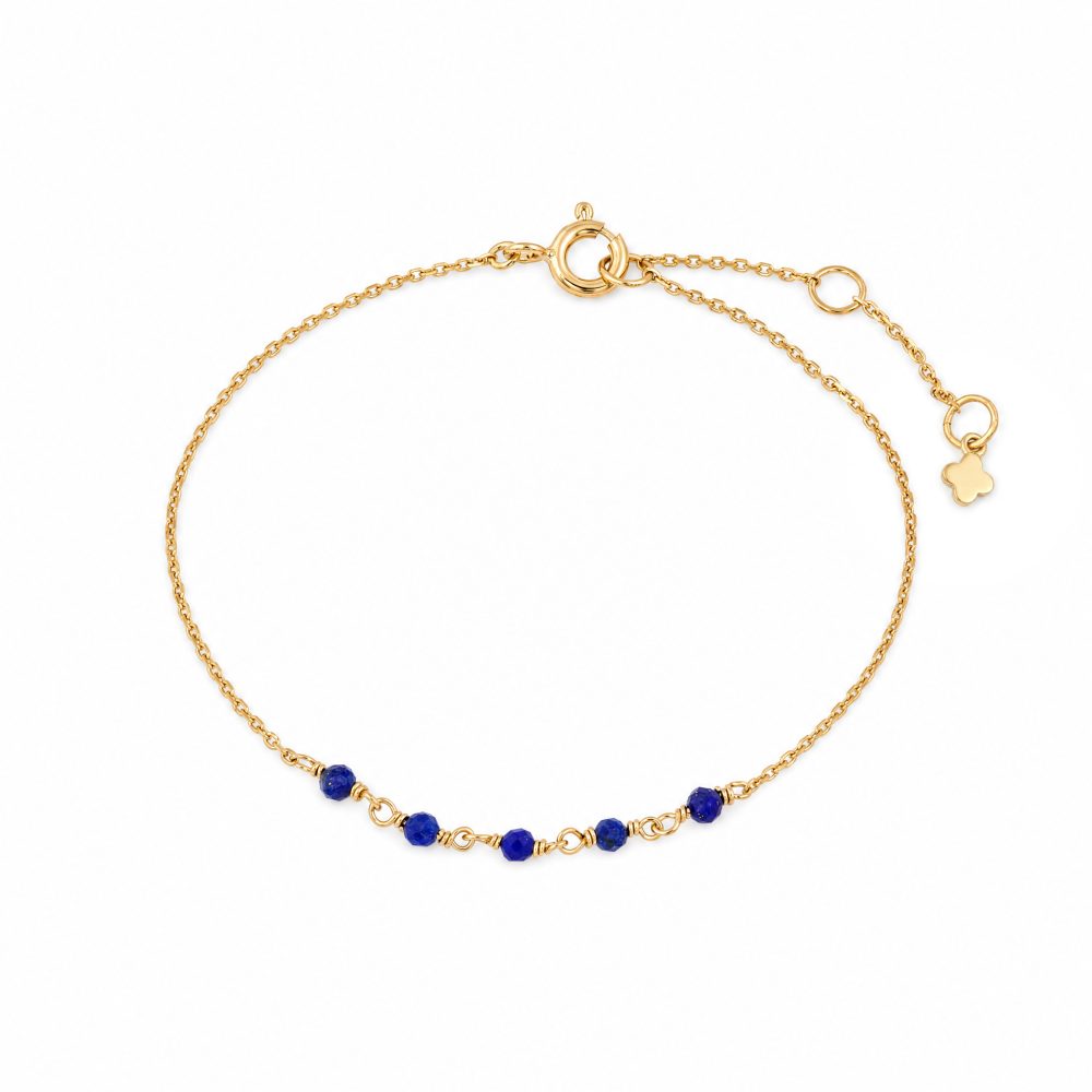 Maja Emulto Armband - Lapis Lazuli facettiert vergoldet blau - MEB-1838-LL