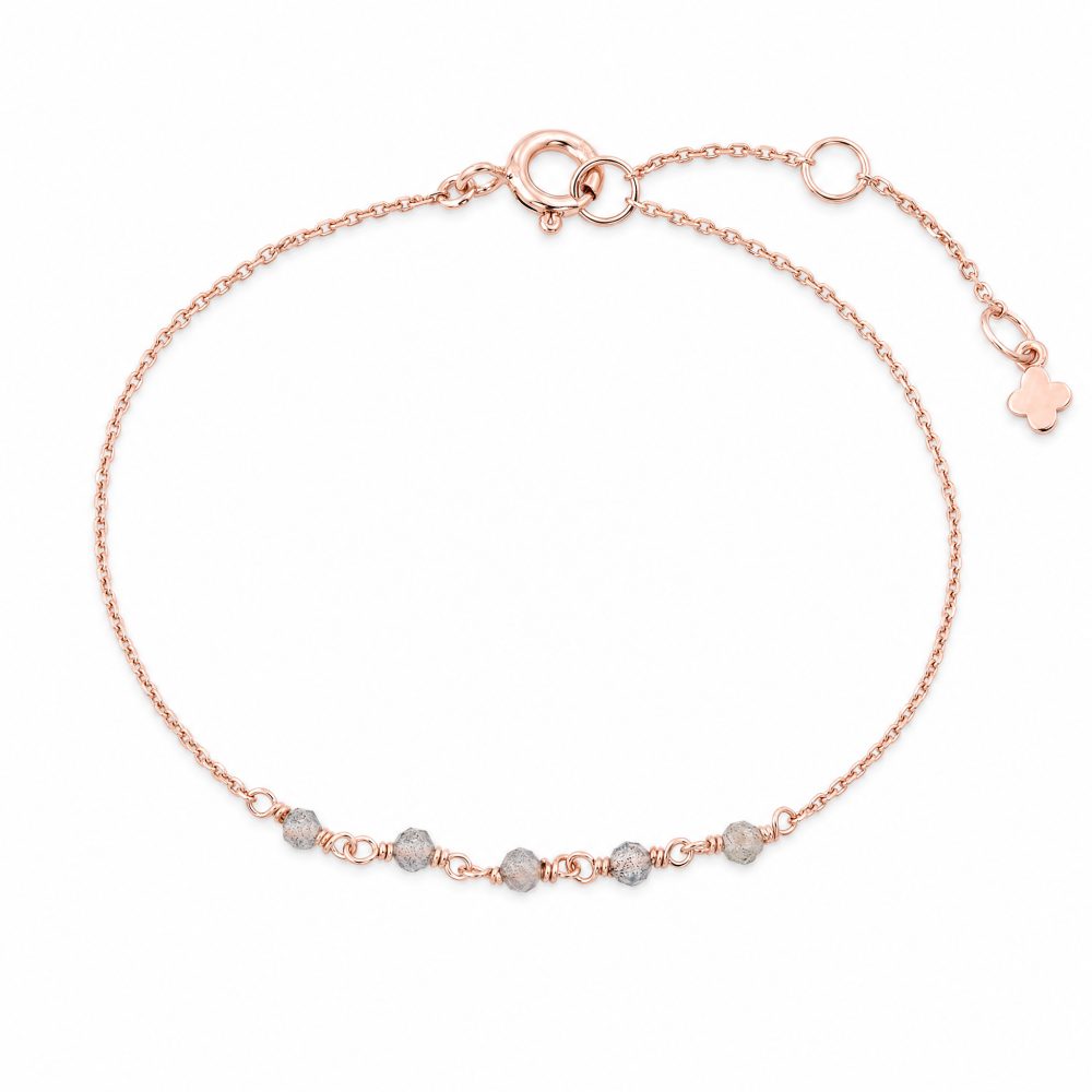Maja Emulto Armband - Labradorit facettiert 925 Silber rosegold - MEB-1838-L
