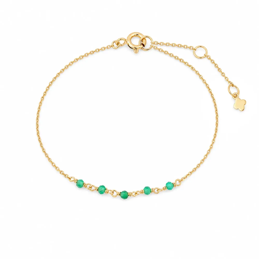 Maja Emulto Armband - grün Onyx facettiert 925 Silber vergoldet - MEB-1838-OG