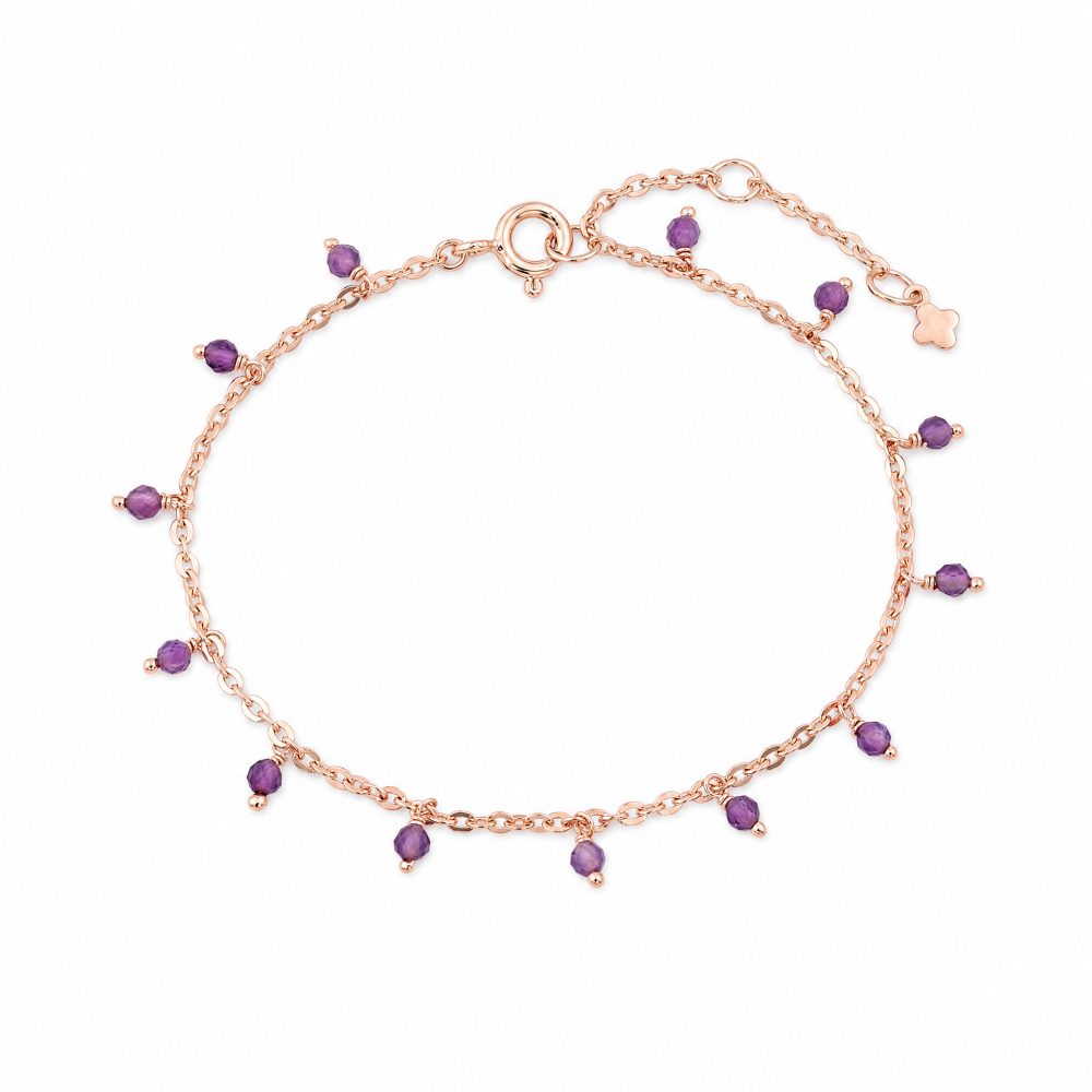 Maja Emulto Armband - Amethyst lila 925 Silber rosevergoldet - MEB-2183-AB