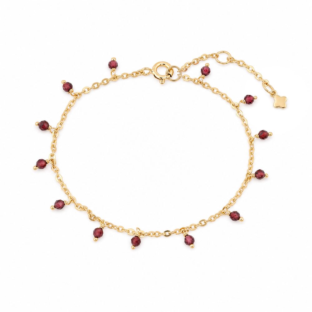 Maja Emulto Armband - Granat facettiert 925 Silber vergoldet rot - MEB-2183-G