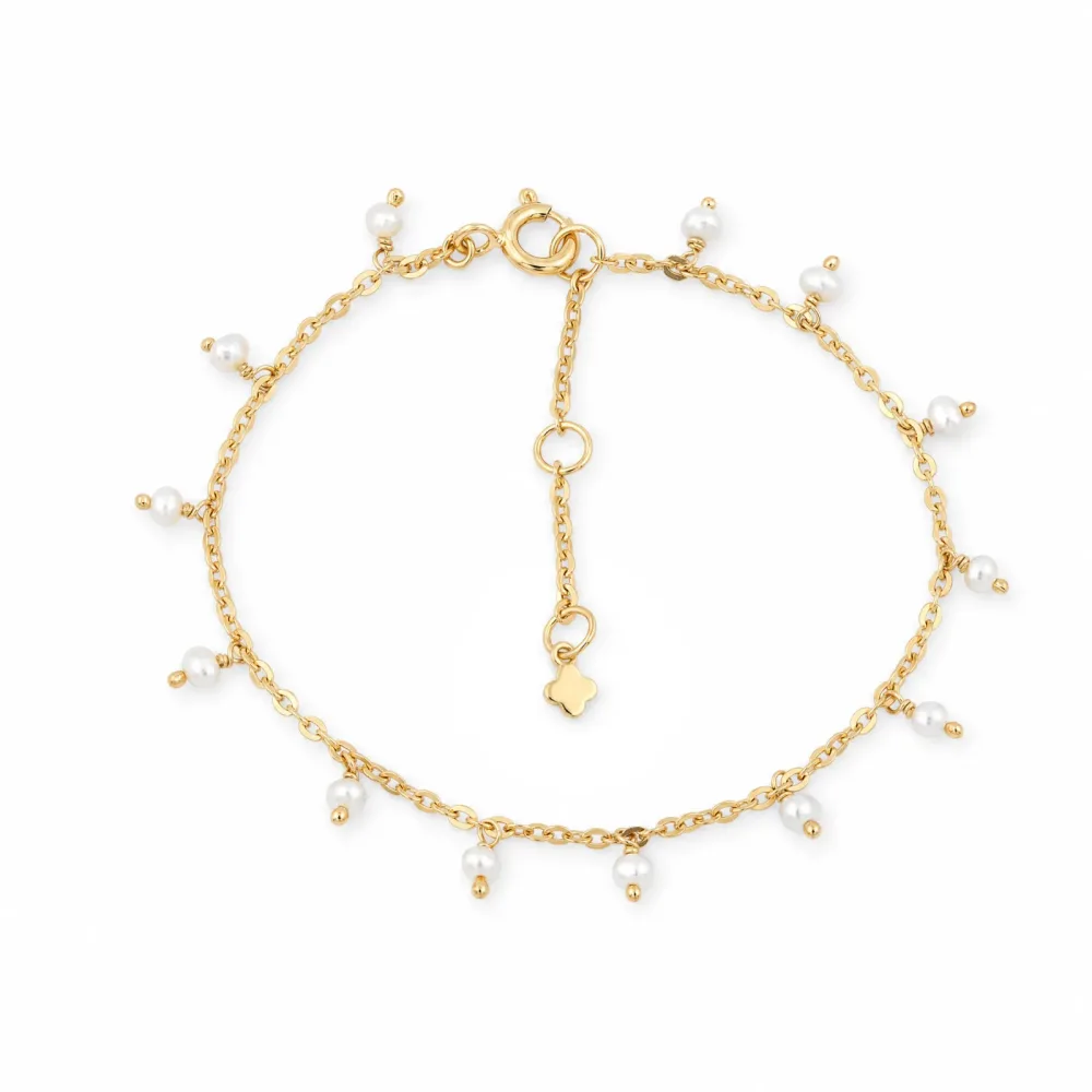 Maja Emulto Armband - vergoldet weiße Perlen minimalistisch - MEB-2183-PW