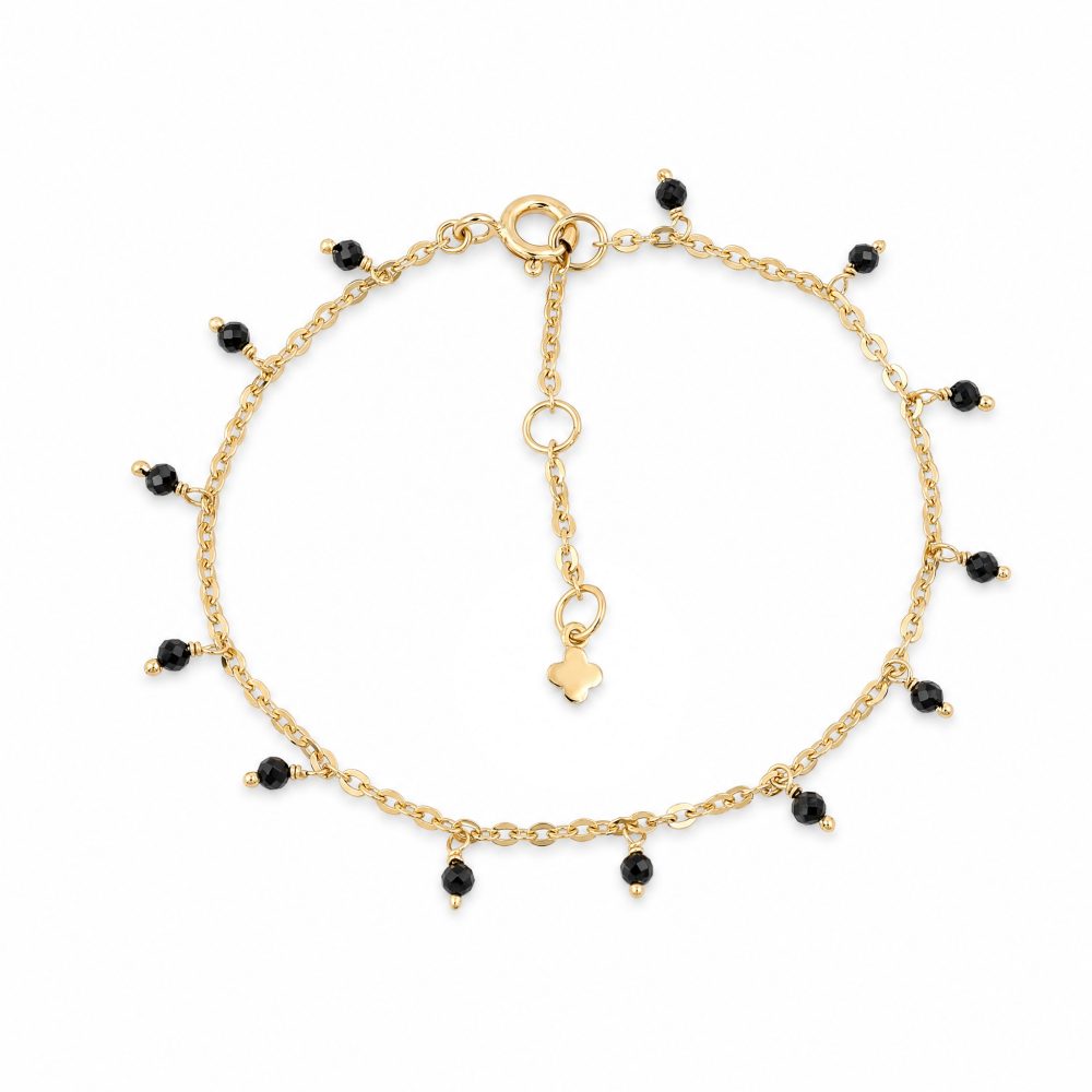 Maja Emulto Armband - Spinell facettiert vergoldet schwarz - MEB-2183-SLB