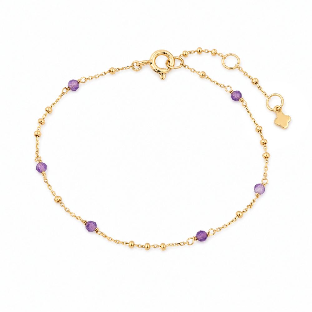 Maja Emulto Armband - Amethyst facettiert 925 Silber vergoldet lila - MEB-2581-AB