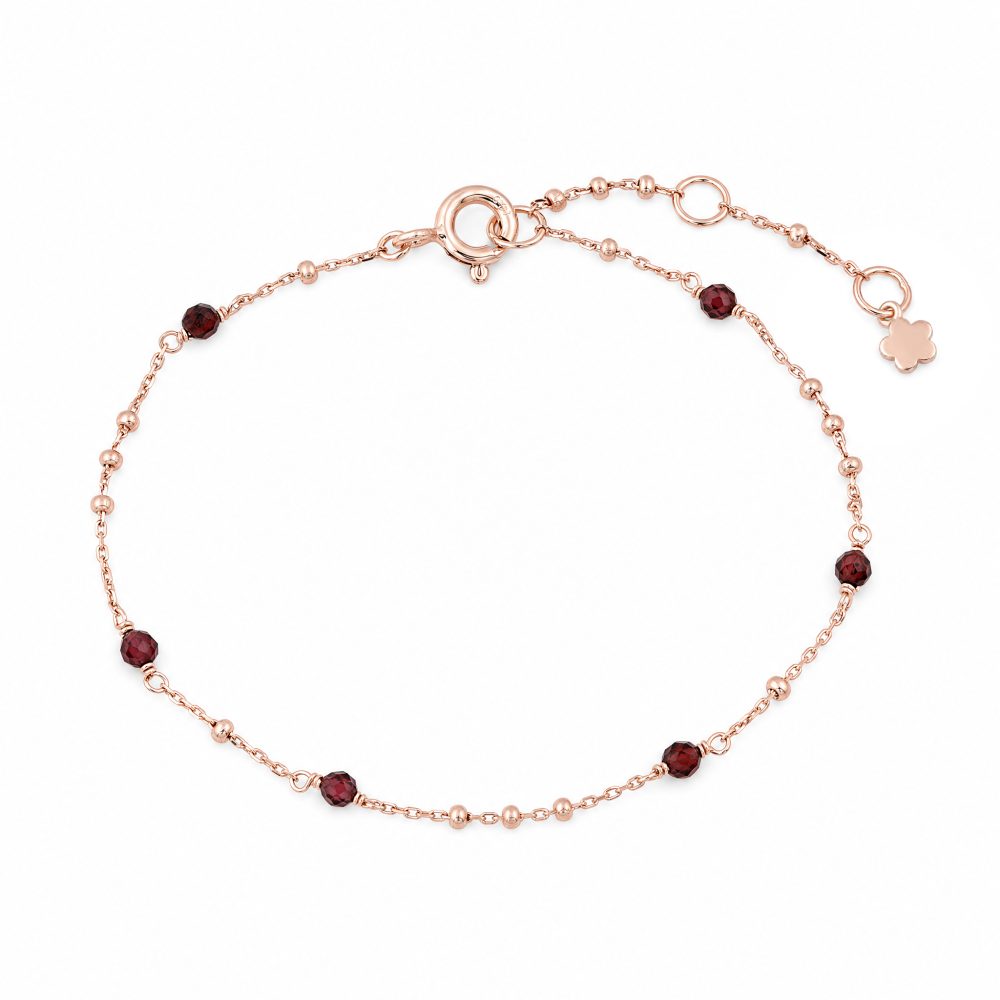 Maja Emulto Armband - Granat facettiert 925 Silber rosegold - MEB-2581-G
