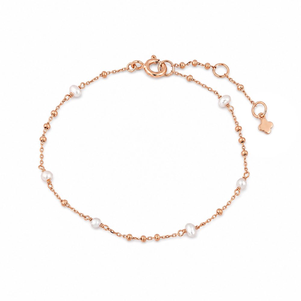 Maja Emulto Armband - Perlen rosegold weiß - MEB-2581-PW