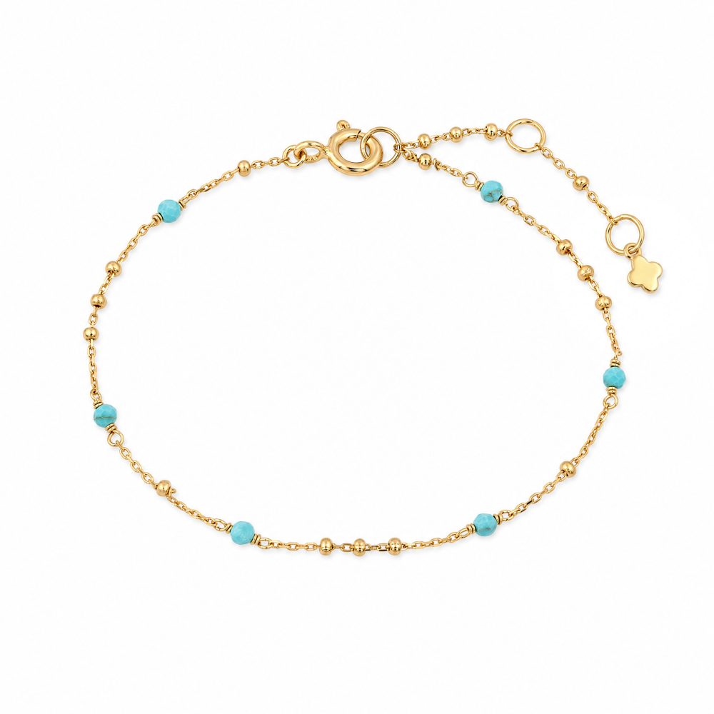 Maja Emulto Armband - Türkis facettiert 925 Silber vergoldet - MEB-2581-TQS