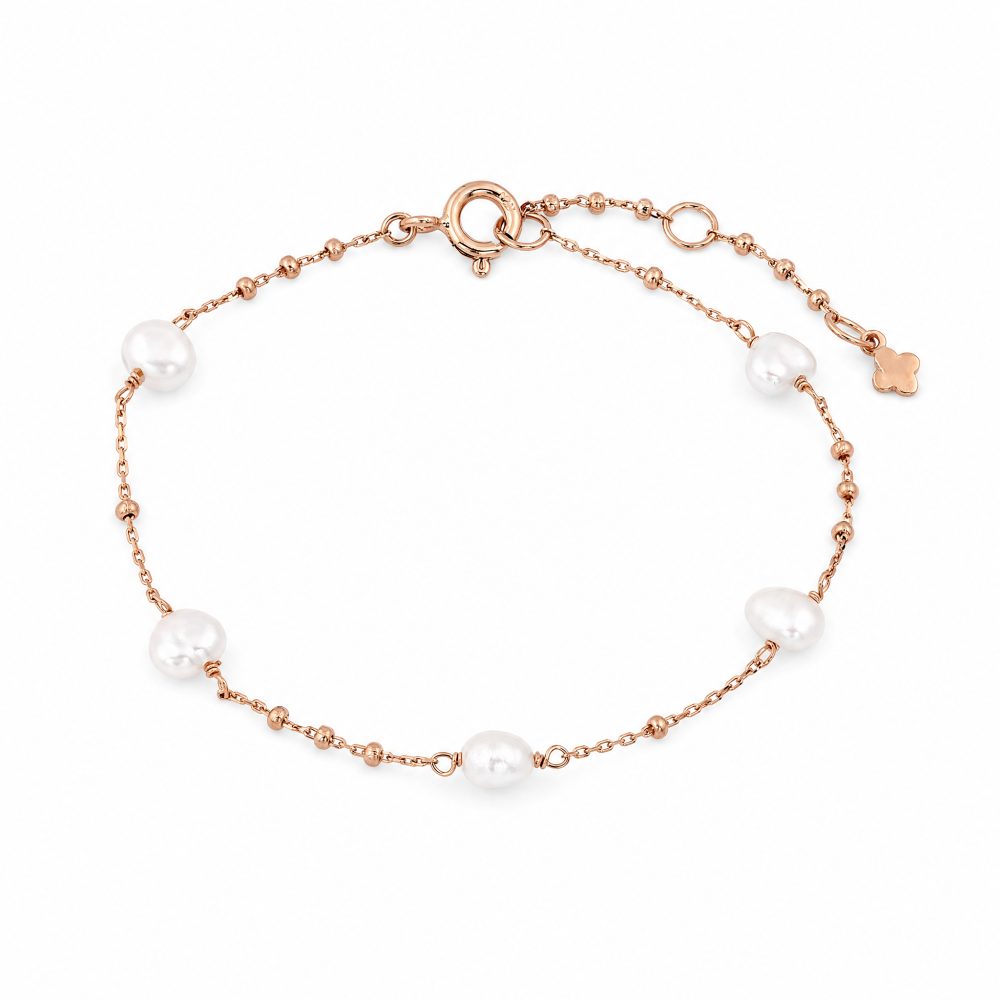 Maja Emulto Armband - Perlen rosegold 925 Silber - MEB-2591-PW