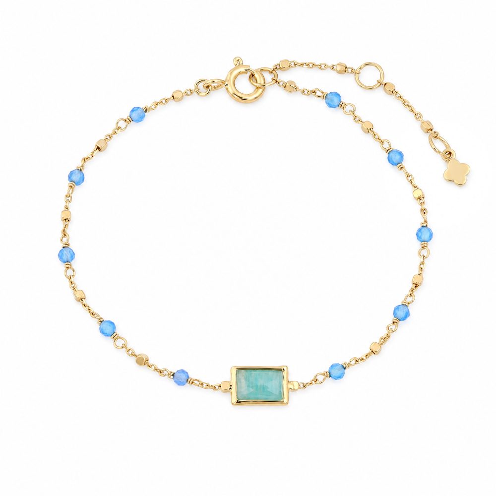 Maja Emulto Armband - Amazonit Chalcedon blau vergoldet - MEB-2889-AZ-CBT