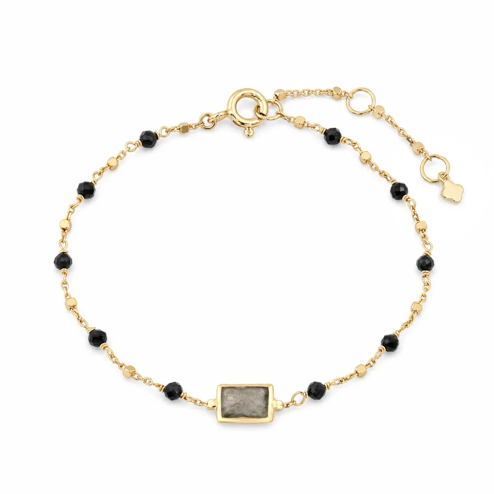 Maja Emulto Armband - Spinell Labradorit vergoldet schwarz - MEB-2889-L-SLB
