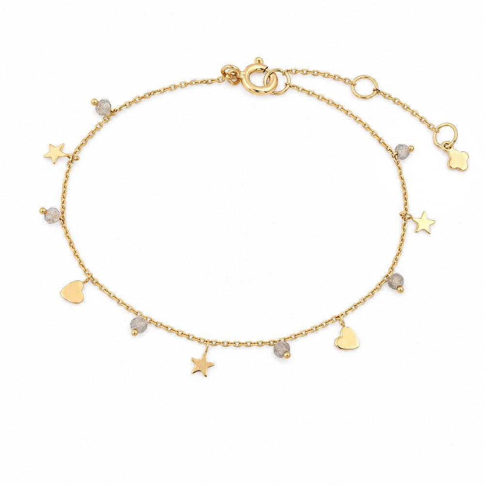 Maja Emulto Armband - Labradorit gold vergoldet Herz Stern - MEB-2902-L