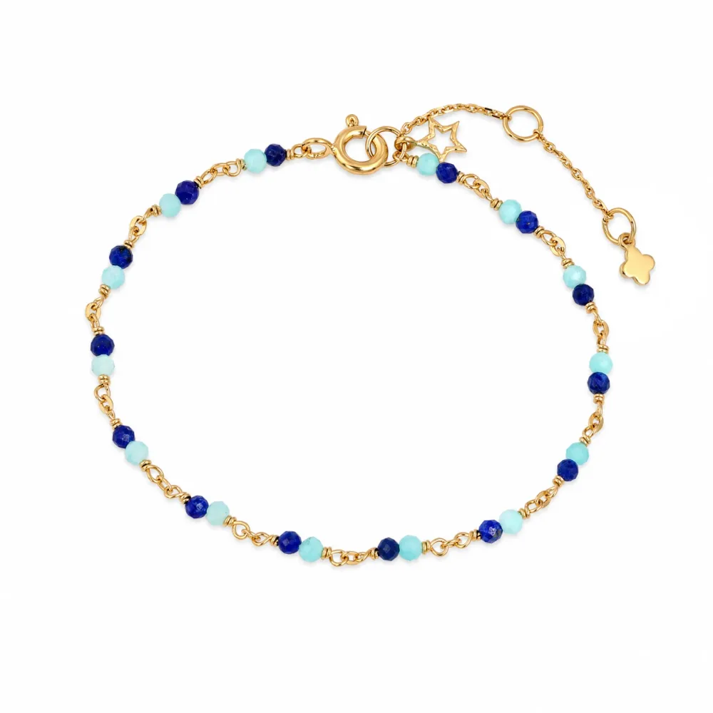 Maja Emulto Armband - Lapis Amazonit vergoldet blau türkis - MEB-3236-AZ-LL