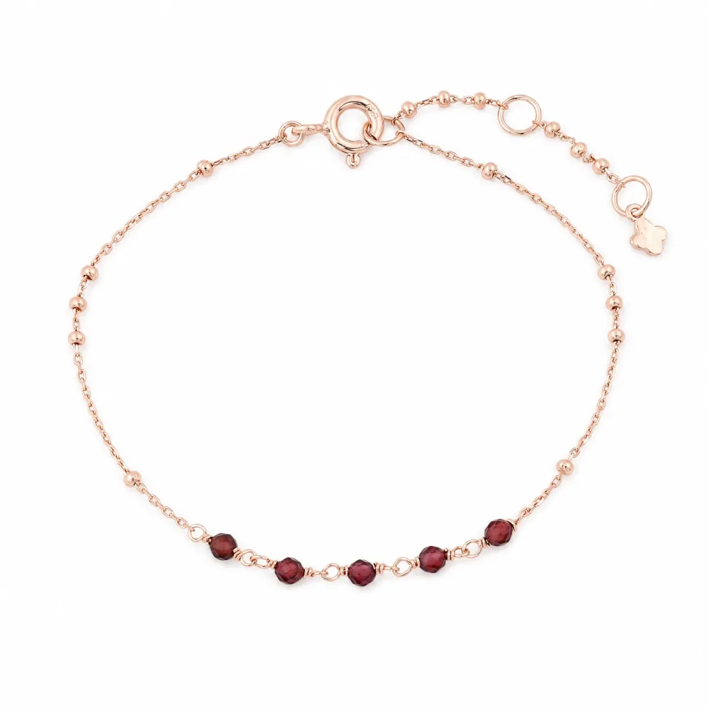 Maja Emulto Armband - Granat facettiert 925 Silber rosegold - MEB-3355-G