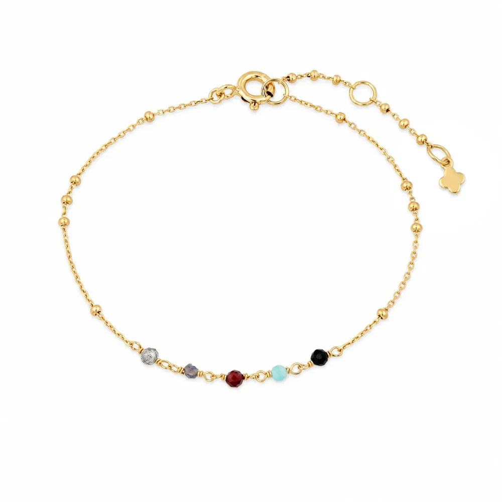 Maja Emulto Armband - Edelstein facettiert bunt 925 Silber vergoldet - MEB-3355-L-I-G-AZ-SLB