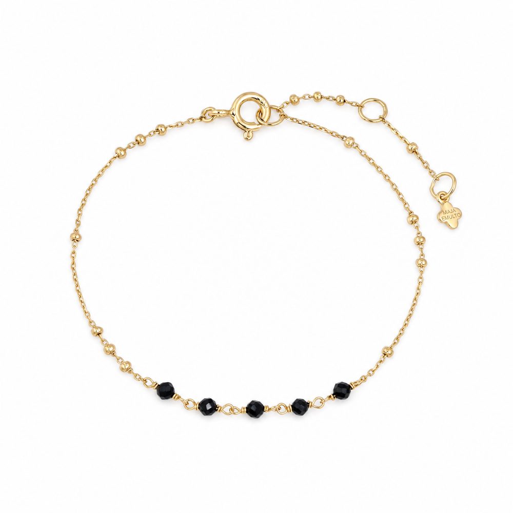 Maja Emulto Armband - Spinell facettiert schwarz vergoldet - MEB-3355-SLB