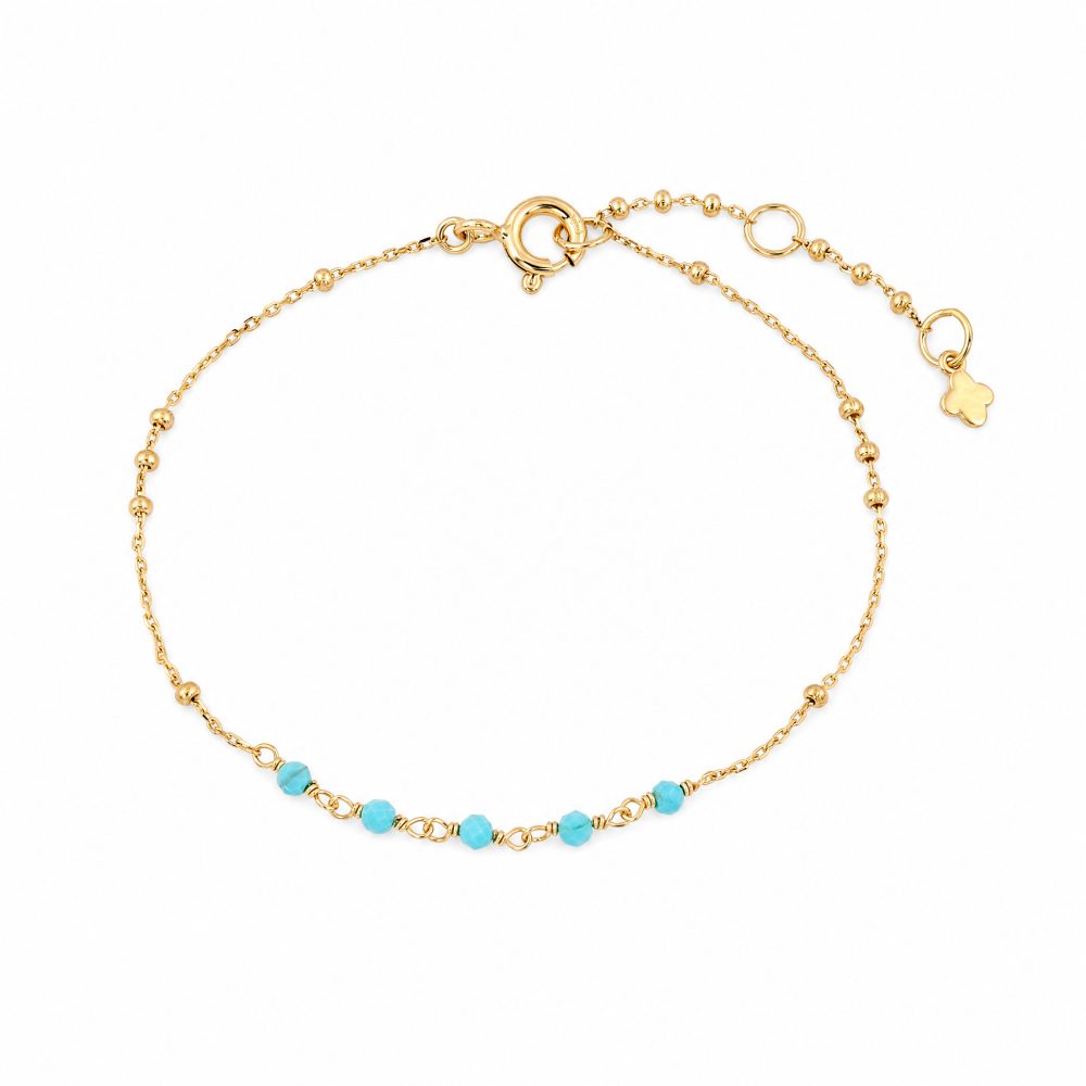 Maja Emulto Armband - Türkis facettiert 925 Silber vergoldet - MEB-3355-TQS