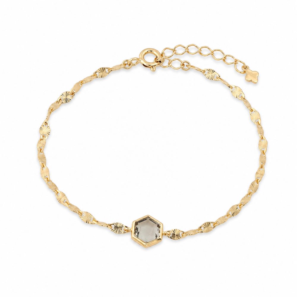 Maja Emulto Armband - grüner Amethyst facettiert vergoldet - MEB-3880-AG