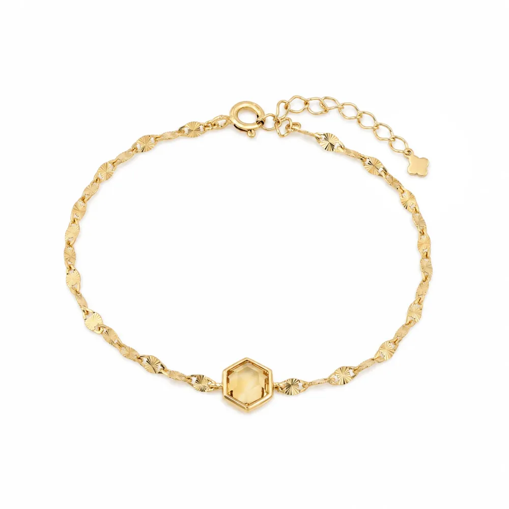 Maja Emulto Armband - Citrin facettiert 925 Silber vergoldet gelb - MEB-3880-C