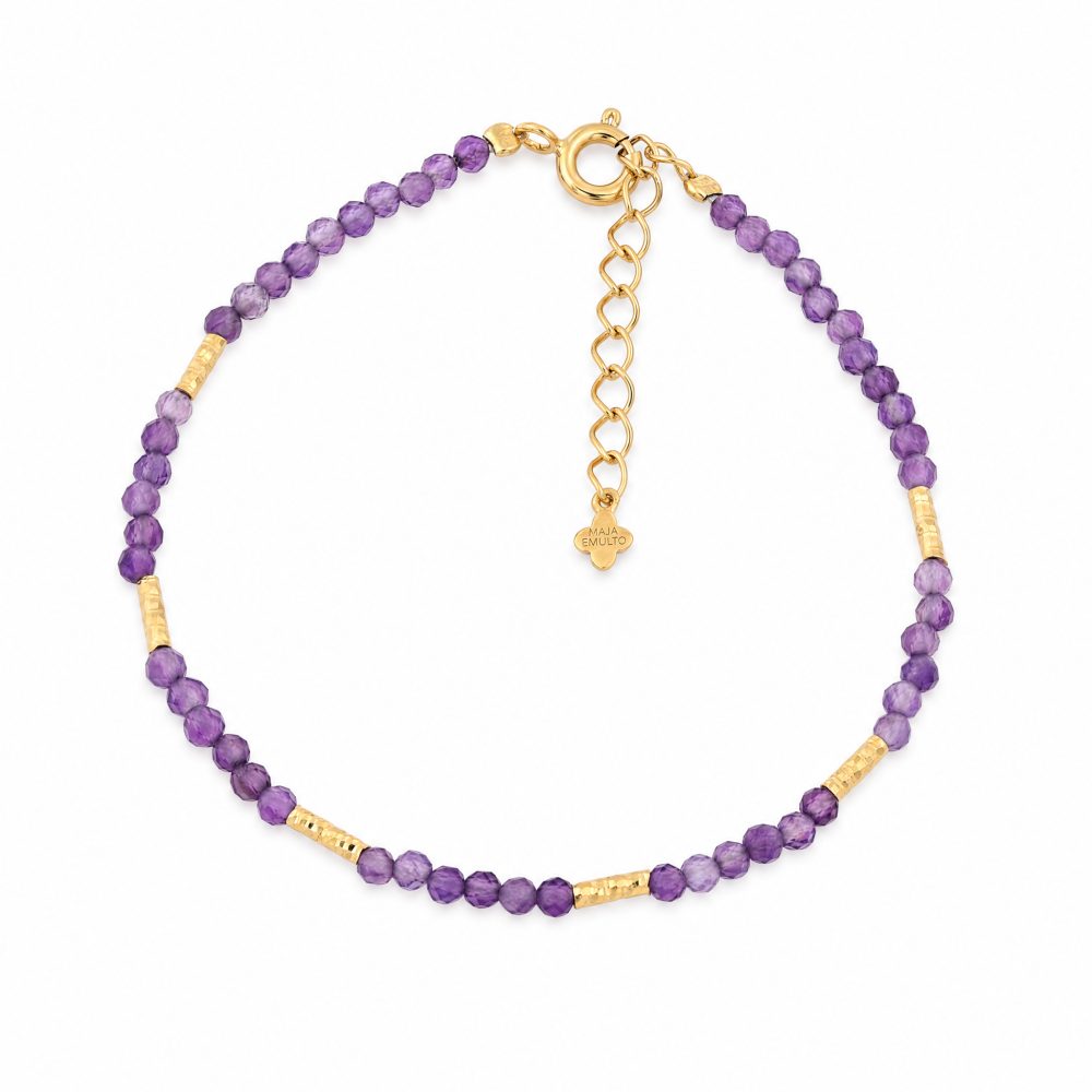 Maja Emulto Armband - Amethyst facettiert lila vergoldet - MEB-4125-AB