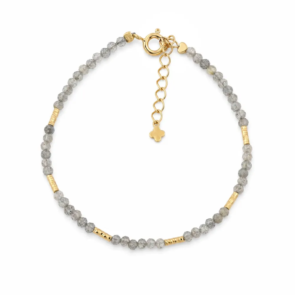 Maja Emulto Armband - Labradorit facettiert grau vergoldet - MEB-4125-L