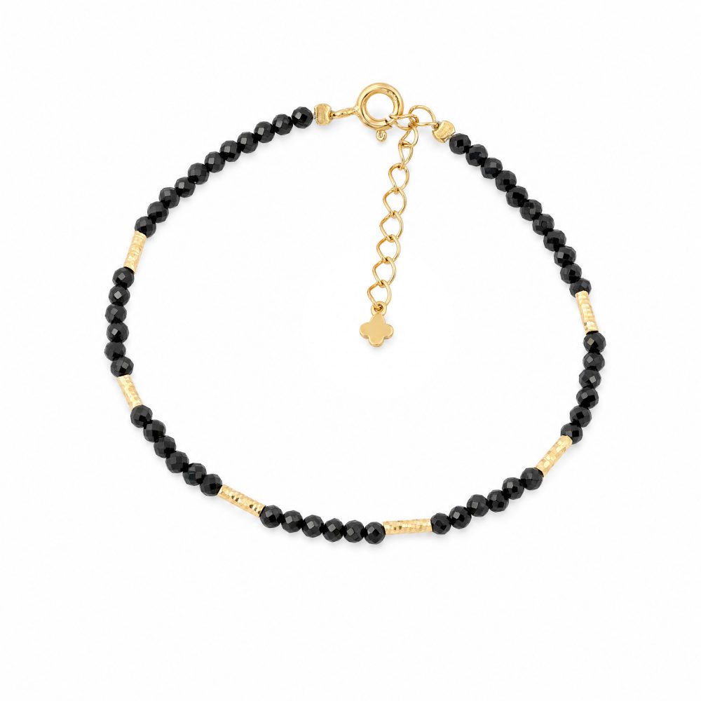Maja Emulto Armband - Spinell facettiert schwarz vergoldet - MEB-4125-SLB