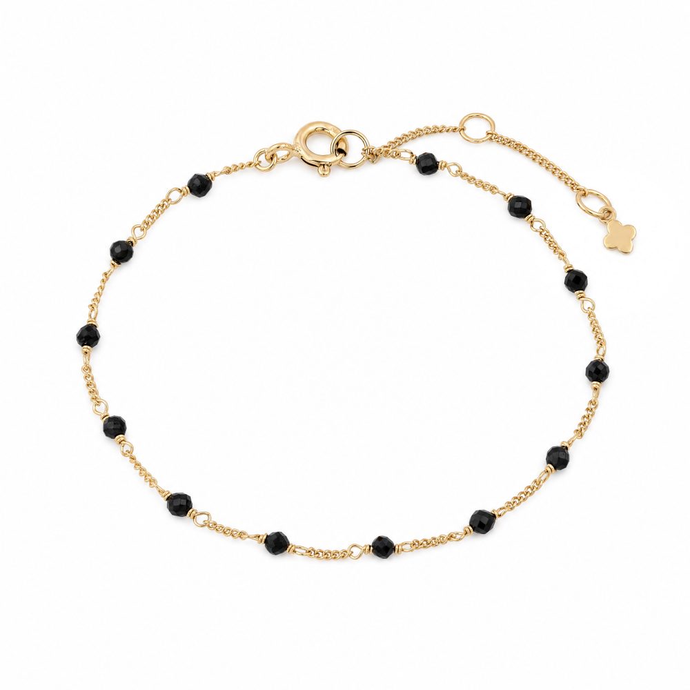 Maja Emulto Armband - Spinell facettiert schwarz 925 Silber vergoldet - MEB-4128-SLB