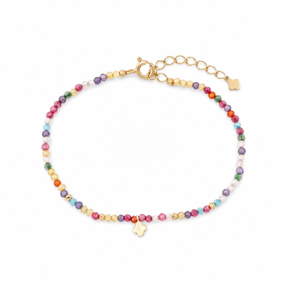 Maja Emulto Armband - Regenbogen Zirkonia vergoldet Kleeblatt - MEB-4132-MULTI CZ
