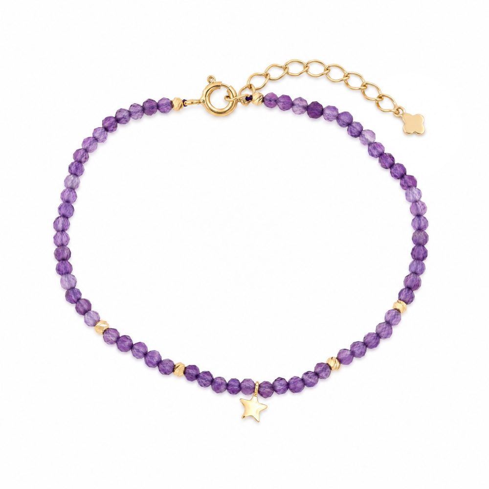 Maja Emulto Armband - Amethyst lila vergoldet Stern - MEB-4133-AB