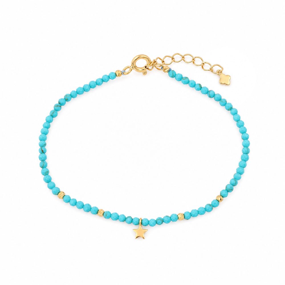 Maja Emulto Armband - Türkis facettiert vergoldet Stern - MEB-4133-TQS