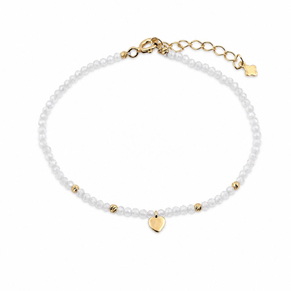 Maja Emulto Armband - Zirkonia kristall 925 Silber vergoldet Herz - MEB-4134-CZ