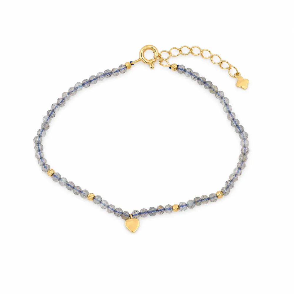 Maja Emulto Armband - Labradorit grau gold Herz - MEB-4134-L