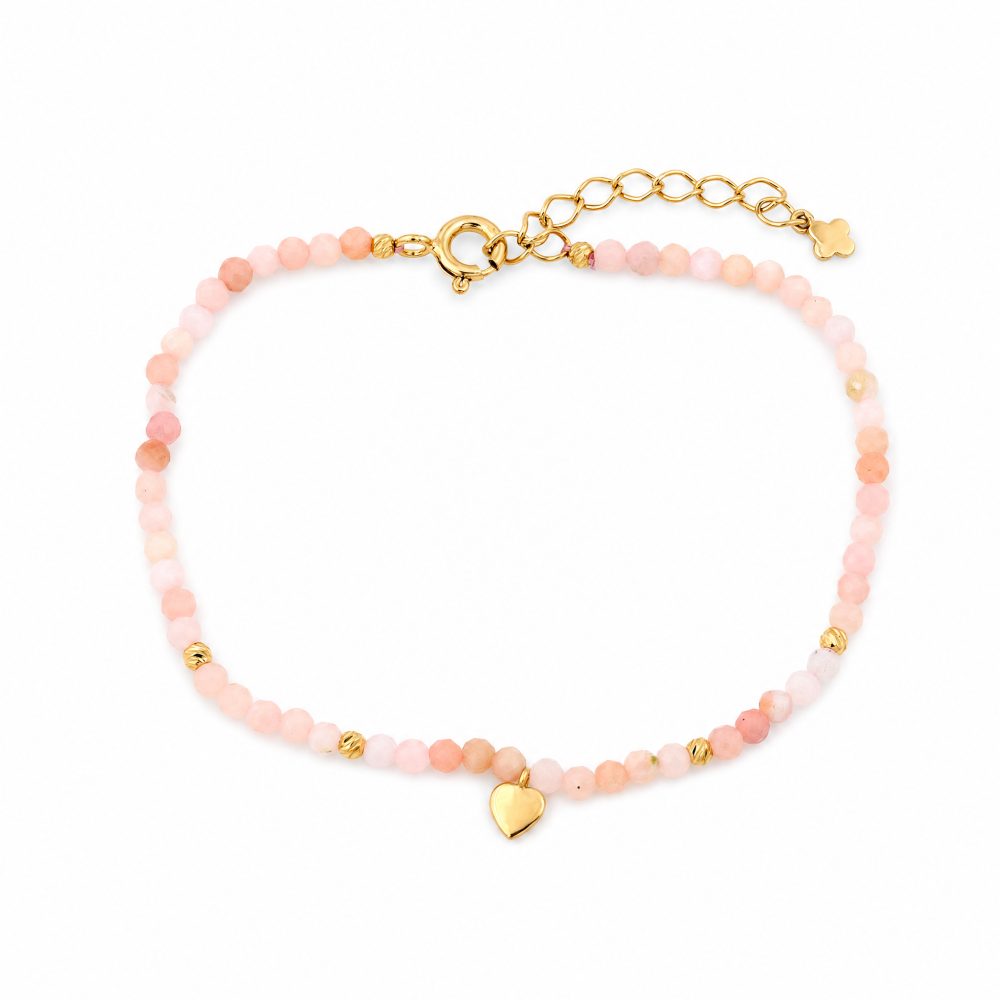 Maja Emulto Armband - Opal rosa facettiert vergoldet Herz - MEB-4134-OP