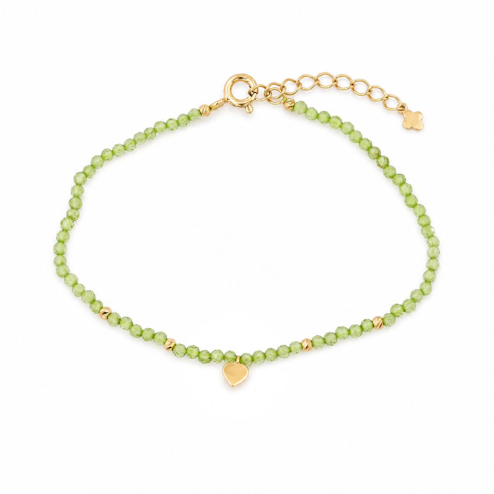 Maja Emulto Armband - Peridot grün vergoldet Herz - MEB-4134-P